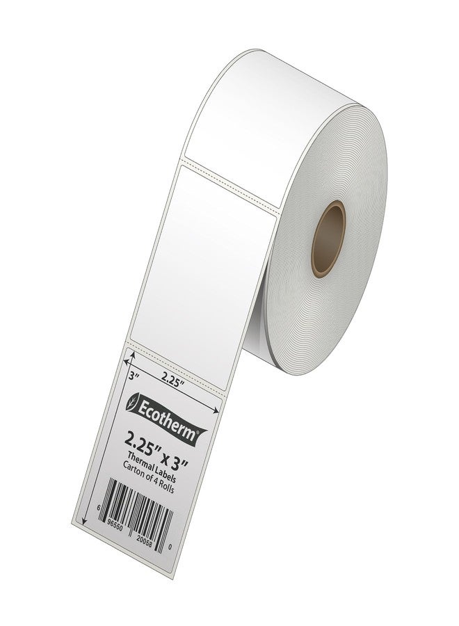 Ecotherm 2.25" x 3" Thermal Labels | 4 Rolls | 2100 Labels | fits Zebra, Munbyn, Rollo, Godex, Arkscan, iDPRT, Offnova Thermal Label Printers and More | Blank White Adhesive Stickers by Ecotherm - Image 2